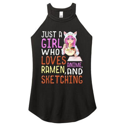 Girl Who Loves Anime Ramen And Sketching Kawaii Teen Women's Perfect Tri Rocker Tank