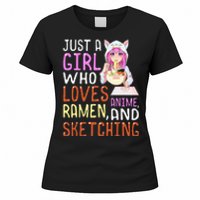 Girl Who Loves Anime Ramen And Sketching Kawaii Teen Women's T-Shirt