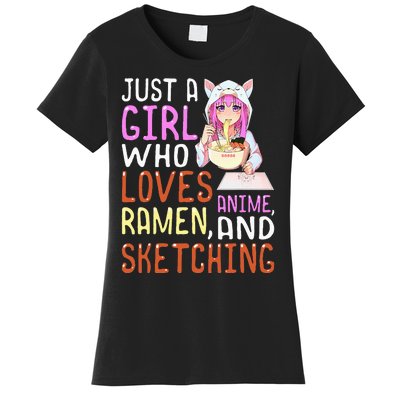 Girl Who Loves Anime Ramen And Sketching Kawaii Teen Women's T-Shirt