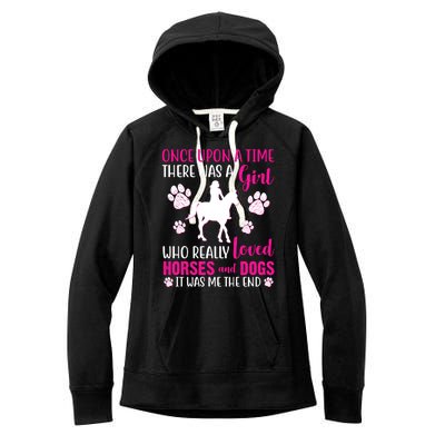 Girl Who Loves Horses And Dogs Women's Fleece Hoodie