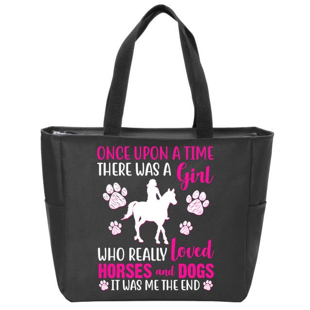 Girl Who Loves Horses And Dogs Zip Tote Bag