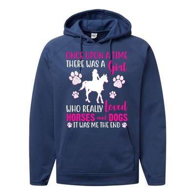 Girl Who Loves Horses And Dogs Performance Fleece Hoodie