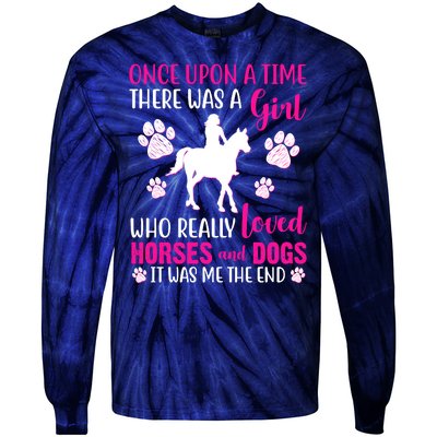 Girl Who Loves Horses And Dogs Tie-Dye Long Sleeve Shirt