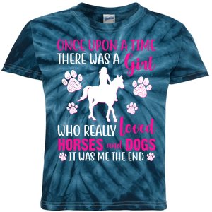 Girl Who Loves Horses And Dogs Kids Tie-Dye T-Shirt