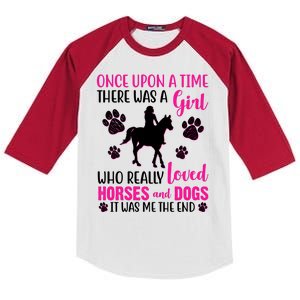 Girl Who Loves Horses And Dogs Kids Colorblock Raglan Jersey