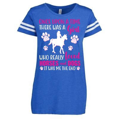 Girl Who Loves Horses And Dogs Enza Ladies Jersey Football T-Shirt