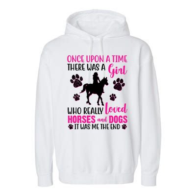 Girl Who Loves Horses And Dogs Garment-Dyed Fleece Hoodie