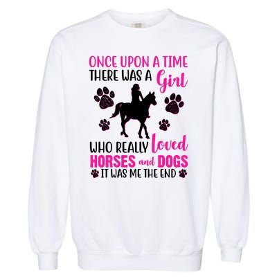 Girl Who Loves Horses And Dogs Garment-Dyed Sweatshirt