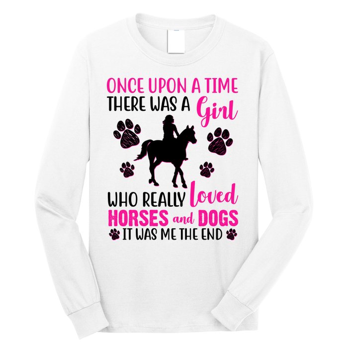 Girl Who Loves Horses And Dogs Long Sleeve Shirt