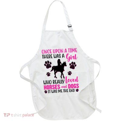 Girl Who Loves Horses And Dogs Full-Length Apron With Pockets