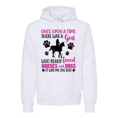 Girl Who Loves Horses And Dogs Premium Hoodie