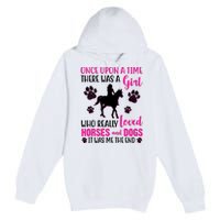 Girl Who Loves Horses And Dogs Premium Pullover Hoodie