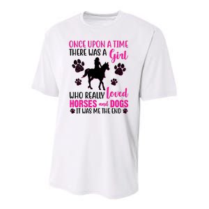 Girl Who Loves Horses And Dogs Youth Performance Sprint T-Shirt