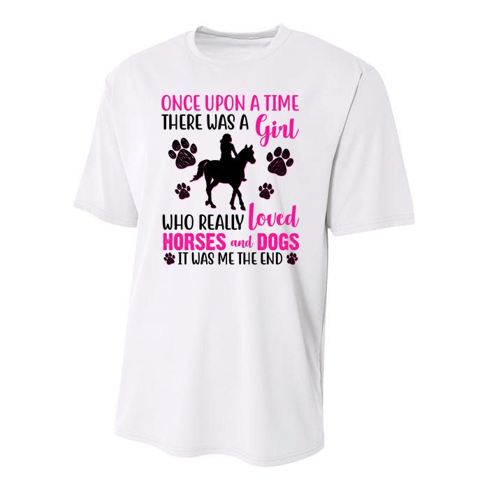 Girl Who Loves Horses And Dogs Youth Performance Sprint T-Shirt