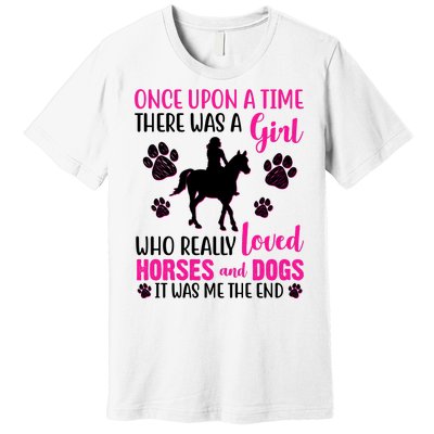 Girl Who Loves Horses And Dogs Premium T-Shirt