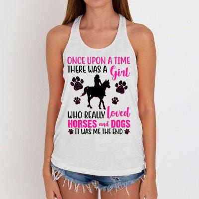 Girl Who Loves Horses And Dogs Women's Knotted Racerback Tank