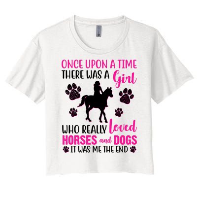 Girl Who Loves Horses And Dogs Women's Crop Top Tee