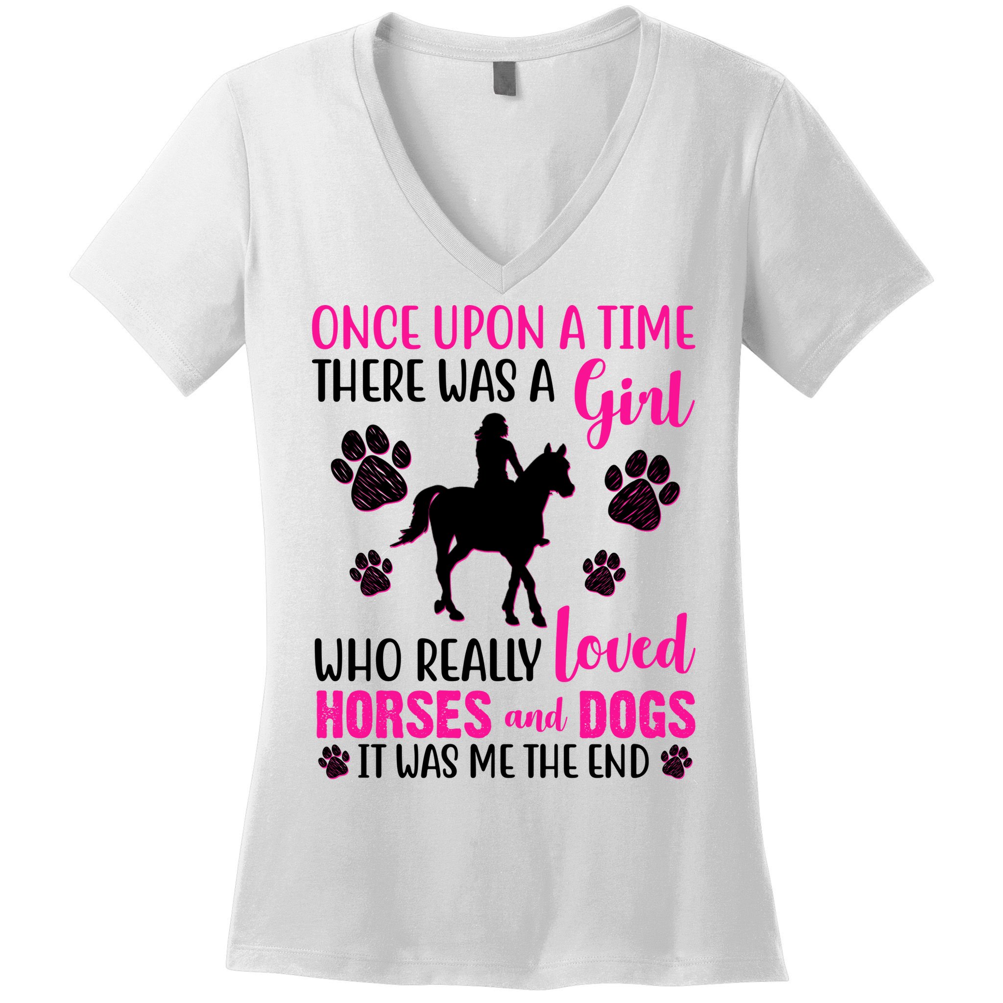 Girl Who Loves Horses And Dogs Women's V-Neck T-Shirt