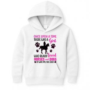 Girl Who Loves Horses And Dogs Kids Hoodie