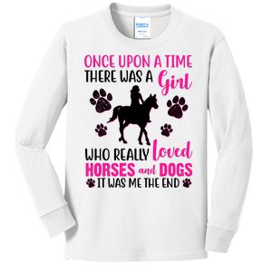 Girl Who Loves Horses And Dogs Kids Long Sleeve Shirt