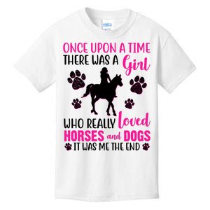 Girl Who Loves Horses And Dogs Kids T-Shirt