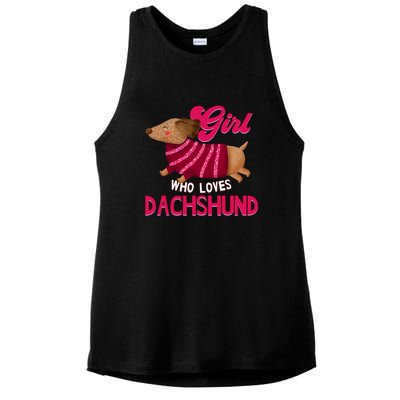 Girl Who Loves Dachshund Cute Puppy Dog Doggy Lover Gift Ladies PosiCharge Tri-Blend Wicking Tank