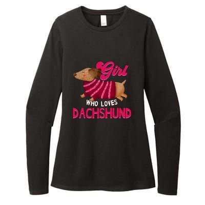 Girl Who Loves Dachshund Cute Puppy Dog Doggy Lover Gift Womens CVC Long Sleeve Shirt