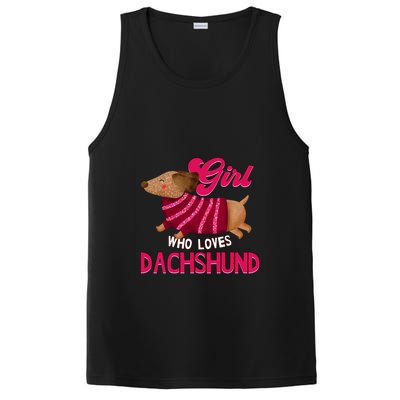 Girl Who Loves Dachshund Cute Puppy Dog Doggy Lover Gift PosiCharge Competitor Tank