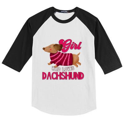 Girl Who Loves Dachshund Cute Puppy Dog Doggy Lover Gift Kids Colorblock Raglan Jersey