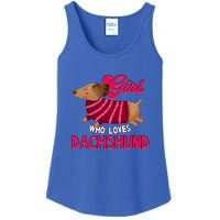 Girl Who Loves Dachshund Cute Puppy Dog Doggy Lover Gift Ladies Essential Tank