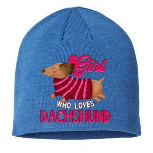 Girl Who Loves Dachshund Cute Puppy Dog Doggy Lover Gift Sustainable Beanie