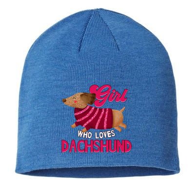 Girl Who Loves Dachshund Cute Puppy Dog Doggy Lover Gift Sustainable Beanie