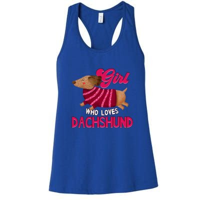 Girl Who Loves Dachshund Cute Puppy Dog Doggy Lover Gift Women's Racerback Tank