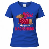 Girl Who Loves Dachshund Cute Puppy Dog Doggy Lover Gift Women's T-Shirt