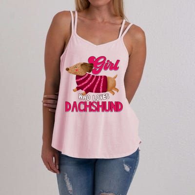 Girl Who Loves Dachshund Cute Puppy Dog Doggy Lover Gift Women's Strappy Tank