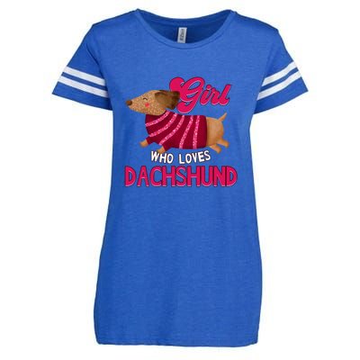 Girl Who Loves Dachshund Cute Puppy Dog Doggy Lover Gift Enza Ladies Jersey Football T-Shirt