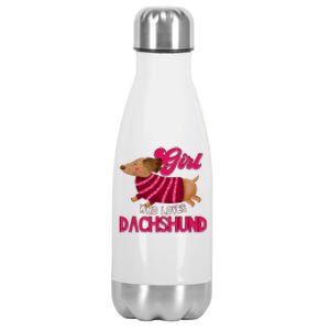 Girl Who Loves Dachshund Cute Puppy Dog Doggy Lover Gift Stainless Steel Insulated Water Bottle