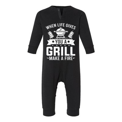 Griller When Life Gives You A Grill Grilling Smoker Bbq Great Gift Infant Fleece One Piece