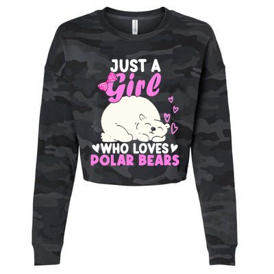 Girl Who Loves Polar Bear | North Pole | Cute Polar Bear Cropped Pullover Crew