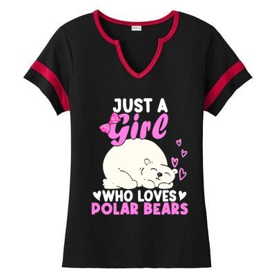 Girl Who Loves Polar Bear | North Pole | Cute Polar Bear Ladies Halftime Notch Neck Tee