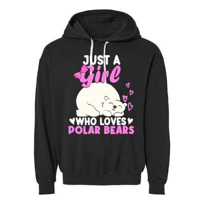 Girl Who Loves Polar Bear | North Pole | Cute Polar Bear Garment-Dyed Fleece Hoodie