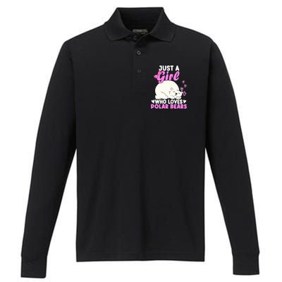 Girl Who Loves Polar Bear | North Pole | Cute Polar Bear Performance Long Sleeve Polo