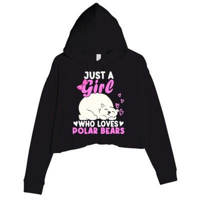 Girl Who Loves Polar Bear | North Pole | Cute Polar Bear Crop Fleece Hoodie