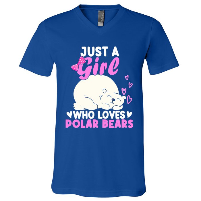 Girl Who Loves Polar Bear | North Pole | Cute Polar Bear V-Neck T-Shirt