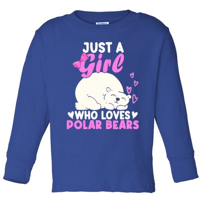 Girl Who Loves Polar Bear | North Pole | Cute Polar Bear Toddler Long Sleeve Shirt