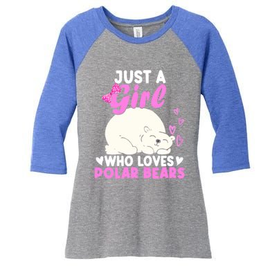 Girl Who Loves Polar Bear | North Pole | Cute Polar Bear Women's Tri-Blend 3/4-Sleeve Raglan Shirt