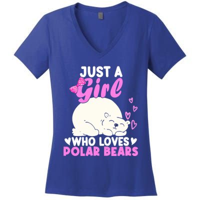 Girl Who Loves Polar Bear | North Pole | Cute Polar Bear Women's V-Neck T-Shirt