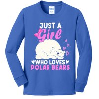 Girl Who Loves Polar Bear | North Pole | Cute Polar Bear Kids Long Sleeve Shirt