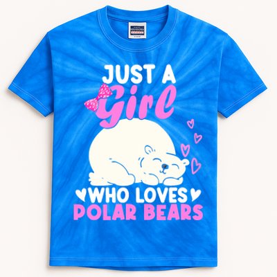 Girl Who Loves Polar Bear | North Pole | Cute Polar Bear Kids Tie-Dye T-Shirt