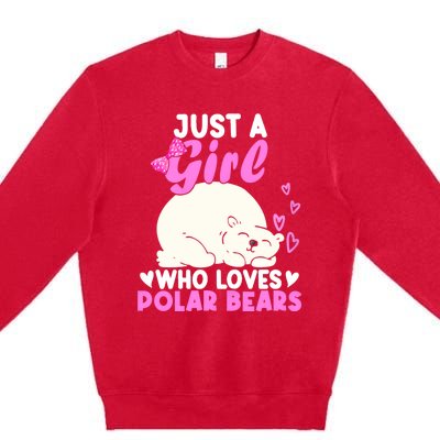 Girl Who Loves Polar Bear | North Pole | Cute Polar Bear Premium Crewneck Sweatshirt